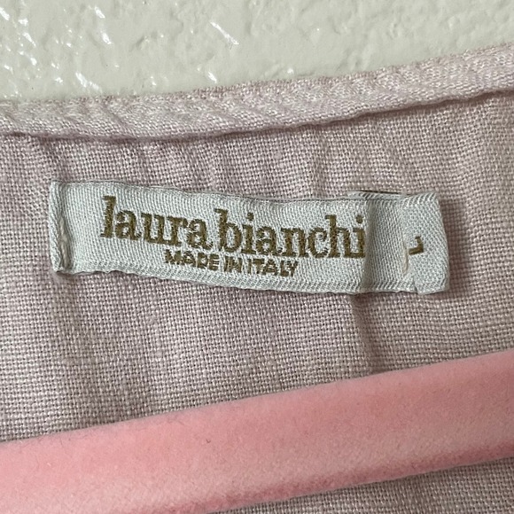 Laura Bianchi Tank Top Womens Large Pink 100% Linen Pintuck Sleeveless Italy - Picture 9 of 11